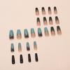 24 Pieces Nail Art Piece Wearing Nail Piece Dark Green National Style Removable Nail Art Piece Line Rose False Nail