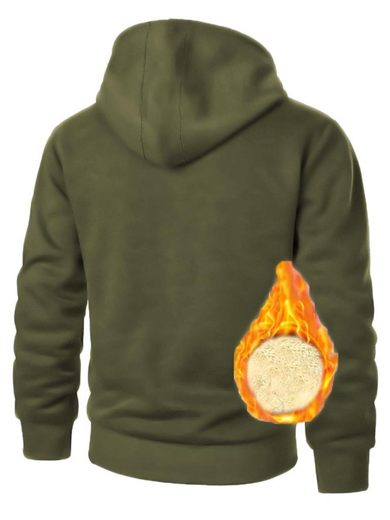 Men's Fleece-Lined Zip-Up Knitted Cardigan - Thickened for Autumn/Winter