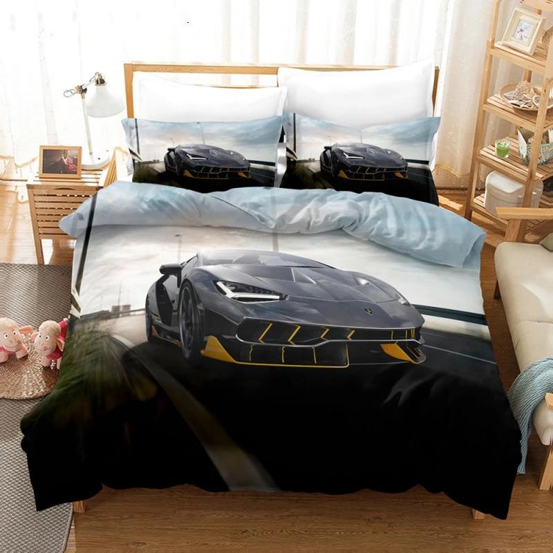 Racing Car Printed Duvet Cover with Pillowcase Bedding Set Single Double Twin Full Queen King Size 2/3pcs Polyester Quilt Cover