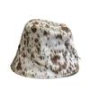 New Hot Girl Without Makeup Face Covering Bucket Hat American Fashion Retro Leopard Print Fisherman Hat Thick Warm Woolen Basin Hat