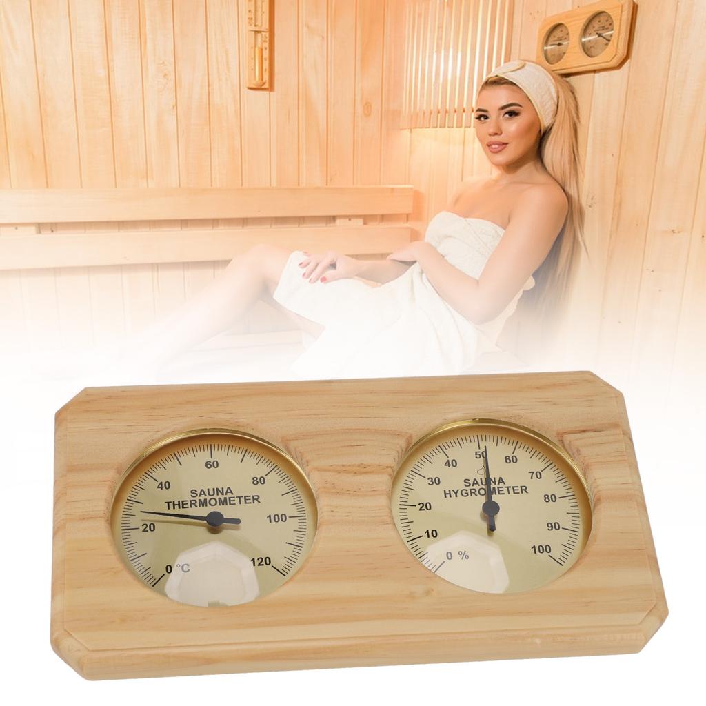 Termometro Igrometro per Sauna in Legno 2 in 1 Misurazione Alta Temperatura Indicatore da Interno Pino per Stanza Sauna