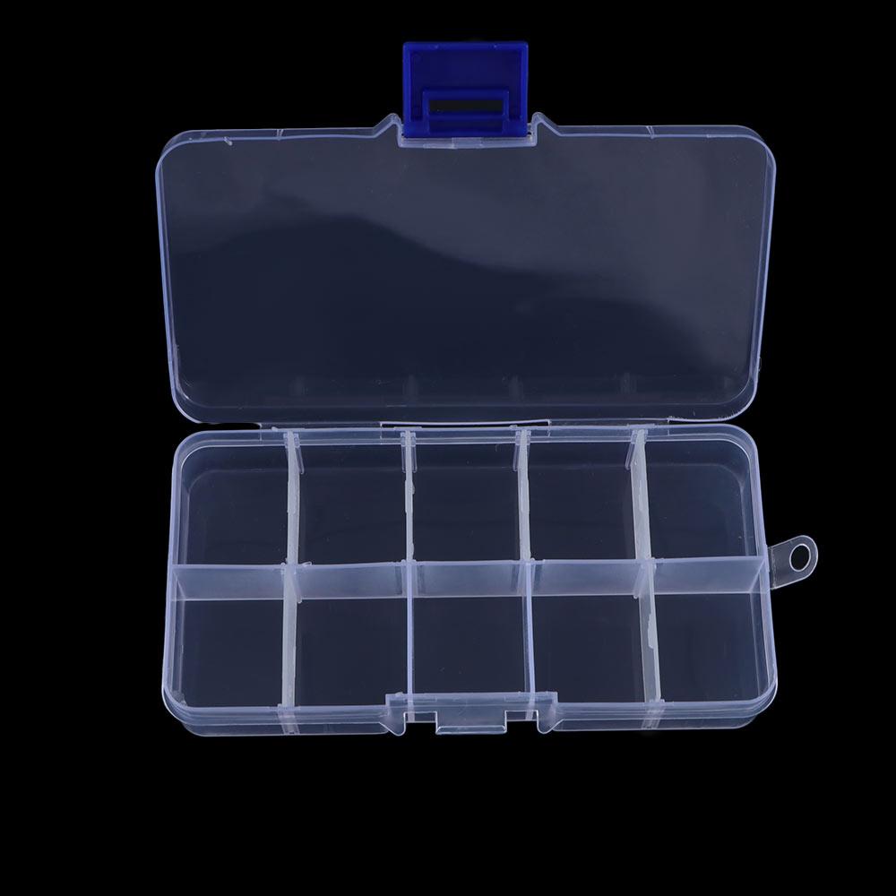 Detachable Square Plastic Transparent Fishing Box Storage Box Fishing Tackle Box 10 Compartments
