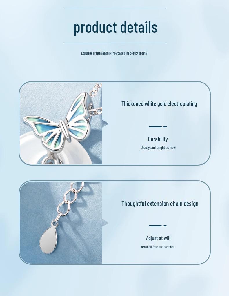 925 Sterling Silver Chalcedony Butterfly Necklace - Creative Christmas/New Year Gift for Her