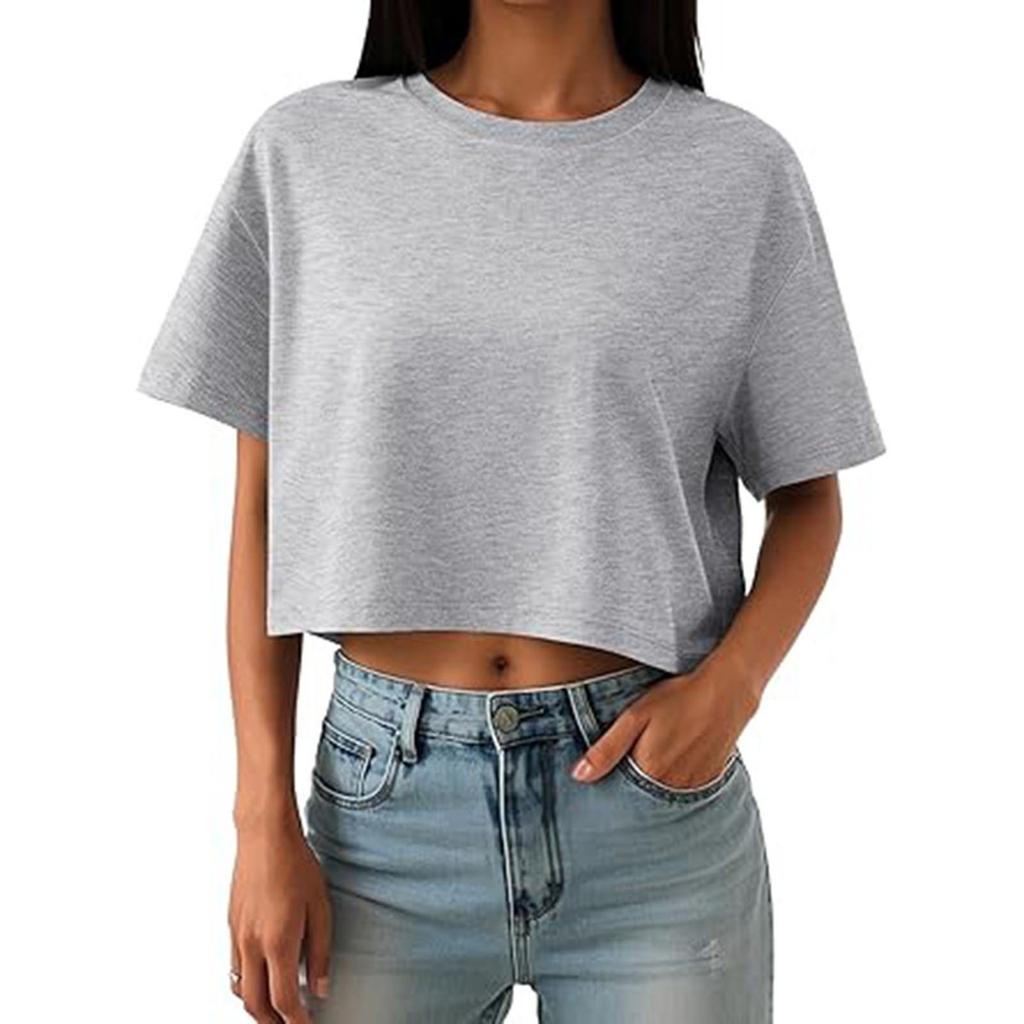 Women's Cropped Tops Oversized Sports T-shirts Short-sleeved T-shirts Casual Trendy Fashion Clothing