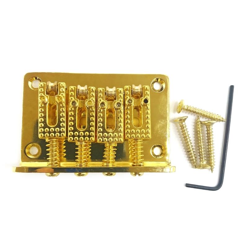 60mm Top Load Tailpiece Guitar Roller Saddle Bridge Hardtail with Screws & Wrench 4 String Guitar Bass Replacement Parts
