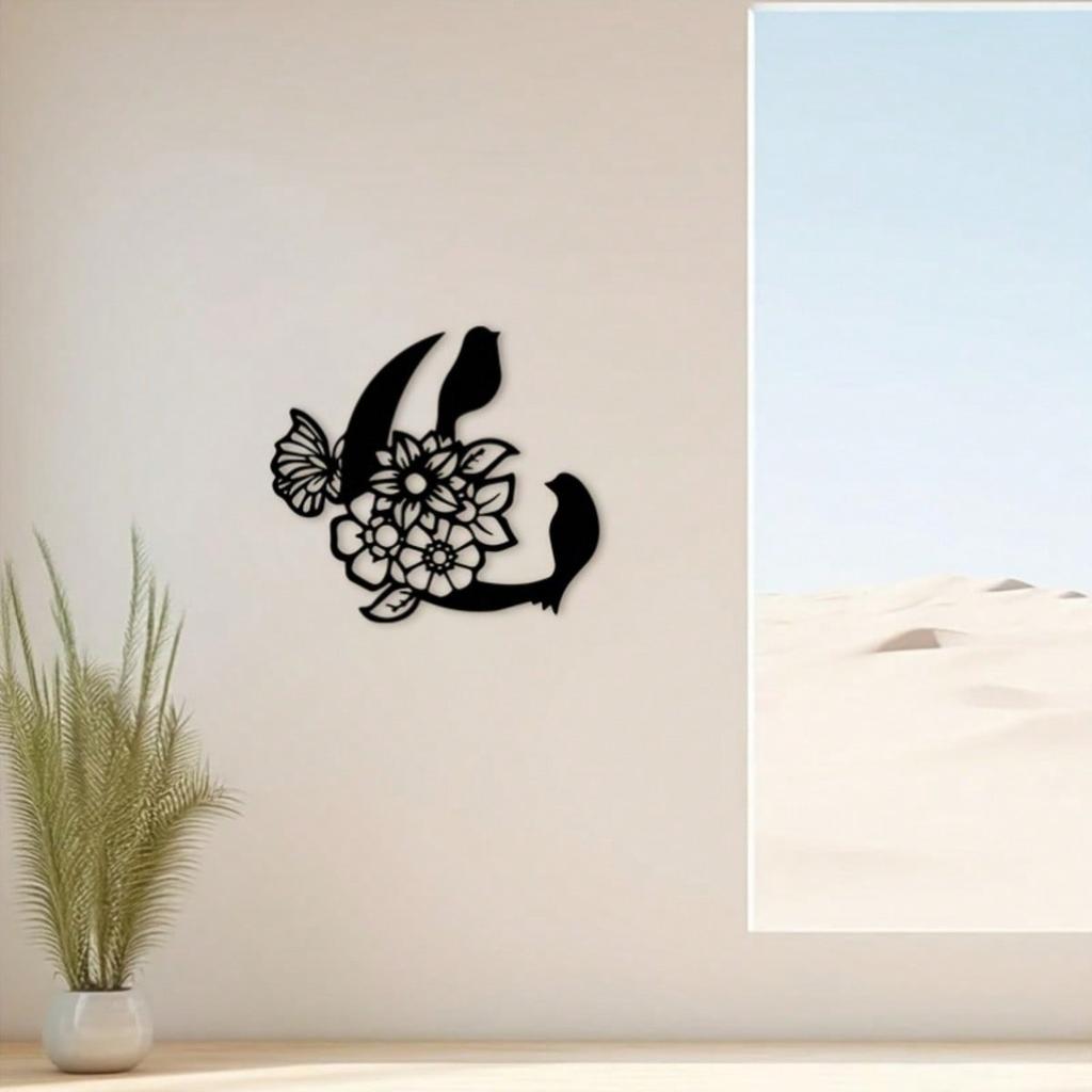 Vintage Art Deco Metal Wall Decor Iron Plaque Birds Flowers Garden Home Gift