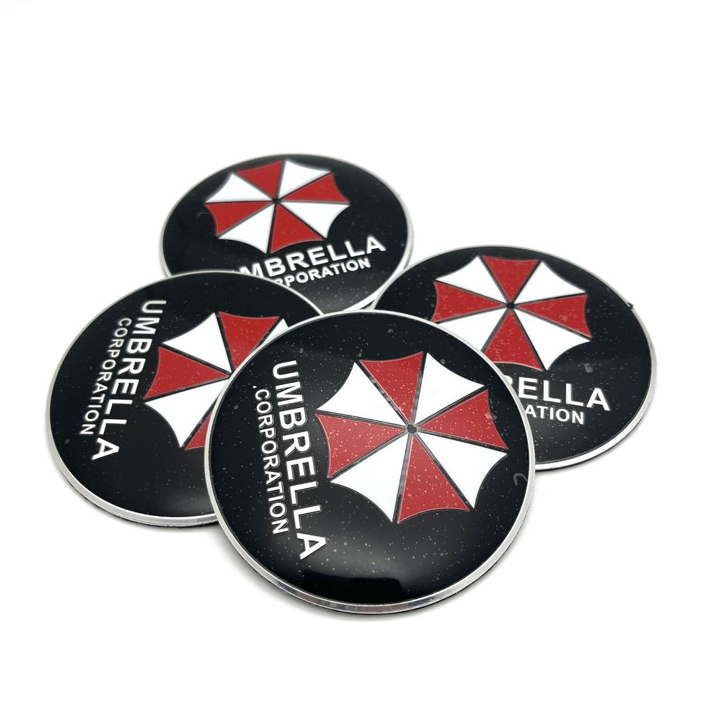4pcs 56mm 60mm 65mm 68mm Car Wheel Center Hub Cap For Umbrella Corporation Resident Evil Badge Emblem Sticker Styling Accessory