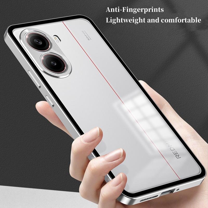 Elastic Snap Magnetic Metal Bumper Frame Case For Xiaomi Poco X7 Pro / Redmi Turbo 4 Pro / Turbo 4 Clear Matte Back Cover