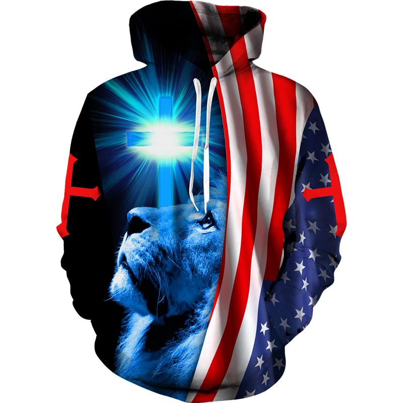 Jaro Podzim Křesťanská Bible Faith Jesus God Pánská mikina s kapucí Cool 3D potisk lva Streetwear Pár Oblečení Jogging Běžné Tepláky