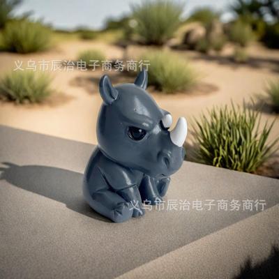 New Angry Little Rhino Resin Statue Ornament for Home and Office Tabletop Ornaments