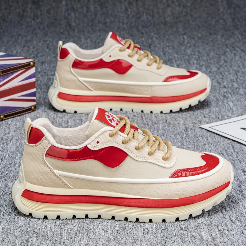 

Новые модные мужские туфли Four Seasons Low Top, удобные дышащие повседневные кроссовки 39 бежевый/красный