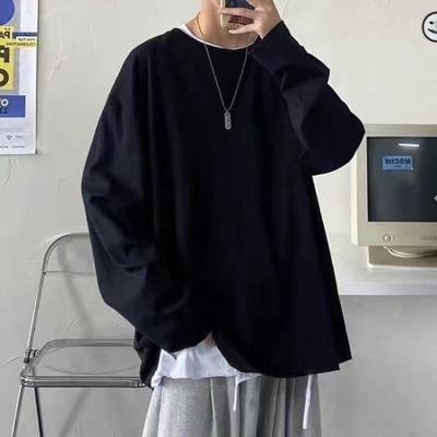 Men's Solid Color Bottoming Shirt Spring and Autumn Long-sleeved T-shirt Japanese Top