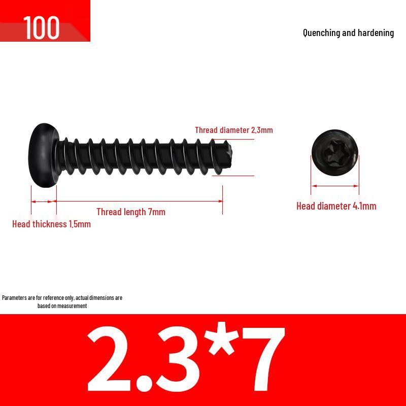 Black Zinc Plated M2 Pan Head Anti-Theft Hex Screws, Flat Tail, Self-Tapping