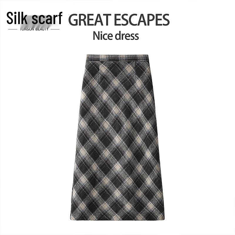 Women s Retro Plaid A-Line Midi Skirt M