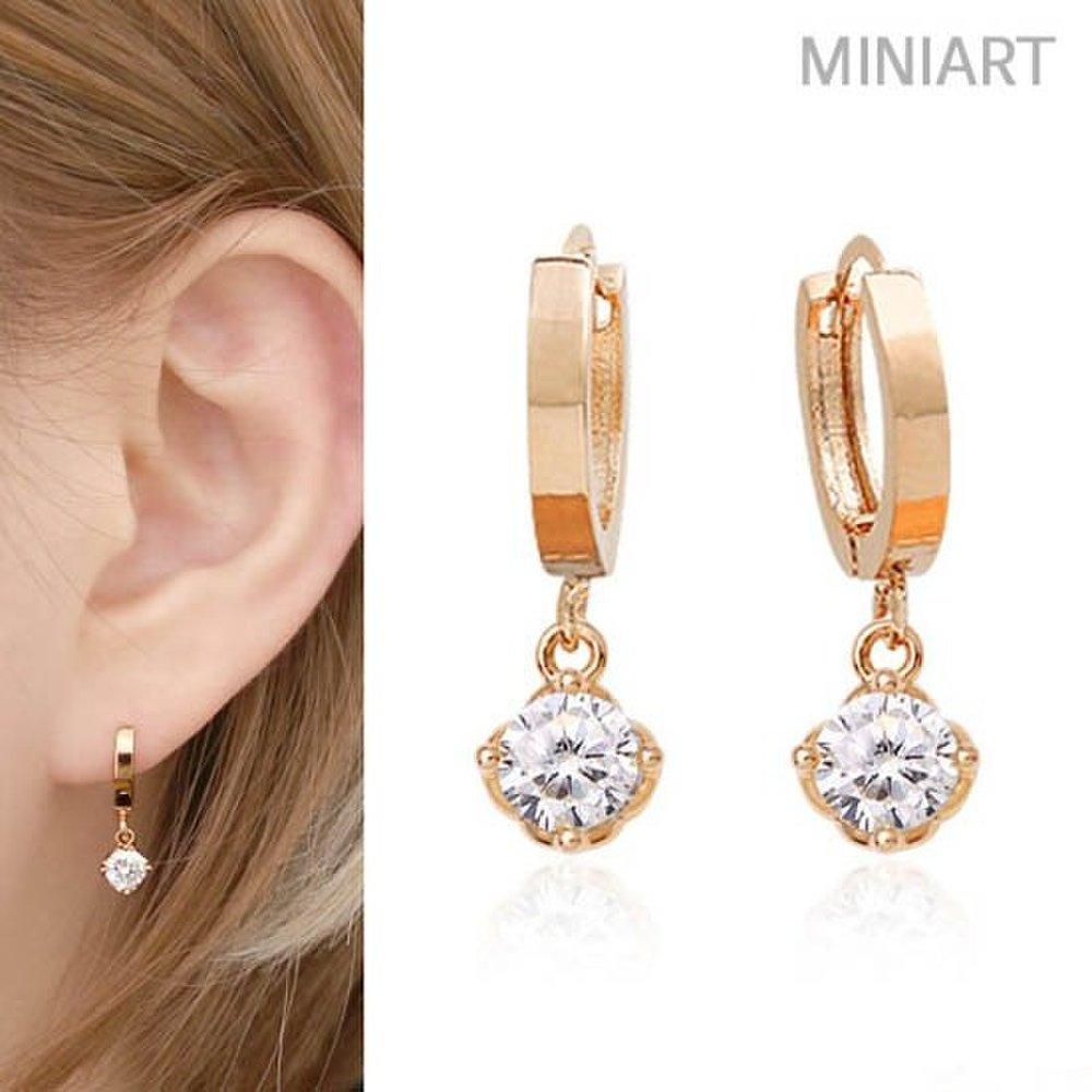 [] 14K Gold-Pin Earrings Gold One-Touch Ring Ms511