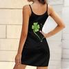 Summer New Clover Pattern Print Sleeveless Bodycon Dress with Pockets Sexy Slim Fit Elegant Party Dress