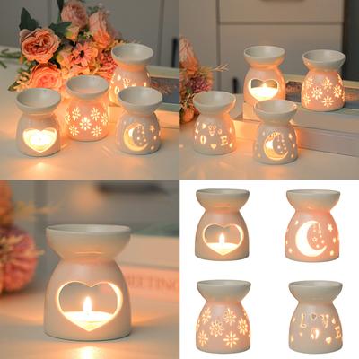 Ceramiczny Wydrążony Świecznik na Tealight Palnik do Olejków Eterycznych Dyfuzor Aromatu do Dekoracji Salonu lub Sypialni