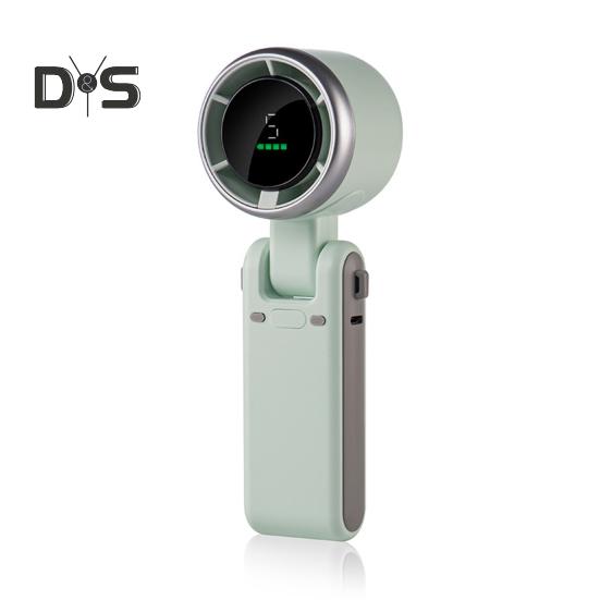 

Дорожный ручной вентилятор, портативный 5-скоростной регулируемый мини-вентилятор, складной настольный вентилятор с шнурком, цифровой дисплей для карманной сумки, для использования на открытом воздухе зелёный