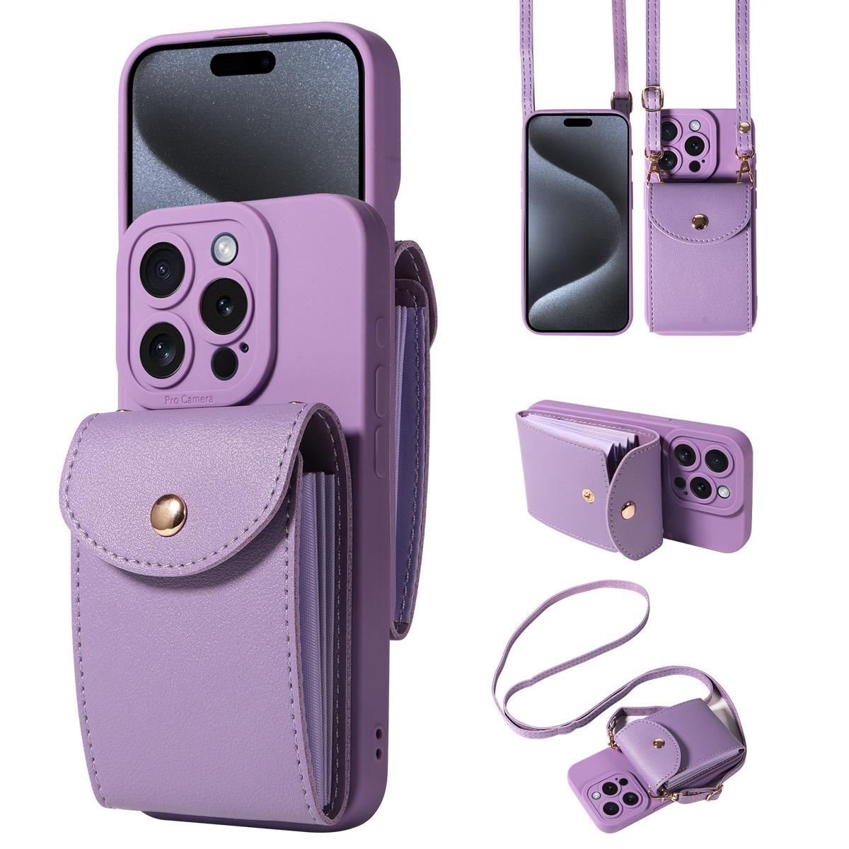 

iPhone 17/16 Pro Max Crossbody Case with Accordion Card Holder and Stand 16 Pro Max фиолетовый
