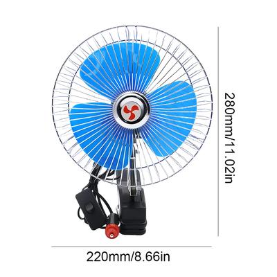 8 Zoll Luftkühlventilator 12V/24V 15W Sommerkühlventilator Rotation Drehbarer Clip Kühlventilator Oszillierend Automatischer Kühlventilator mit Clip