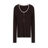 Elegant 60s Count Wool Round Neck Slimming Sweater - Women's Spring/Autumn Style, Faux Two-Piece Design