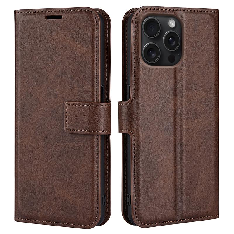 For iPhone 16 Pro Case Magnetic Clasp Calf Texture Flip Leather Phone Cover
