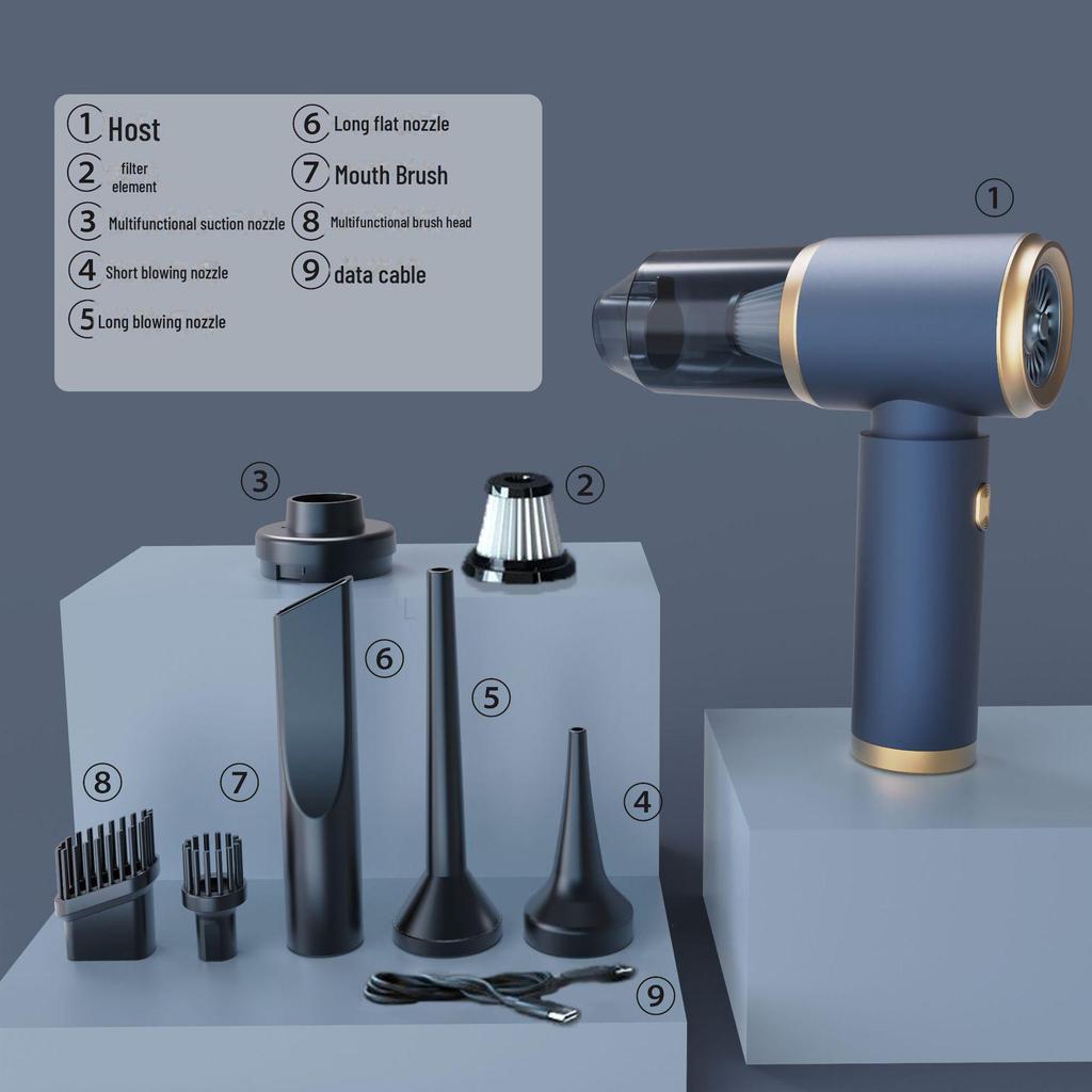 "Wireless Dual-Purpose Car Vacuum: Strong Suction & Blowing for Interior"
