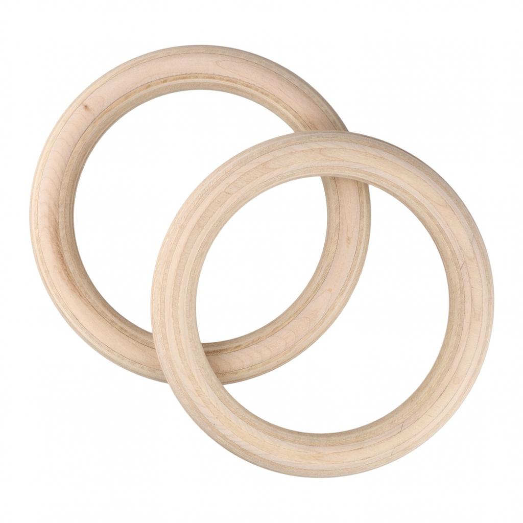 Solid Birch Wooden Gymnastics Rings Pair for Effective Fitness Training