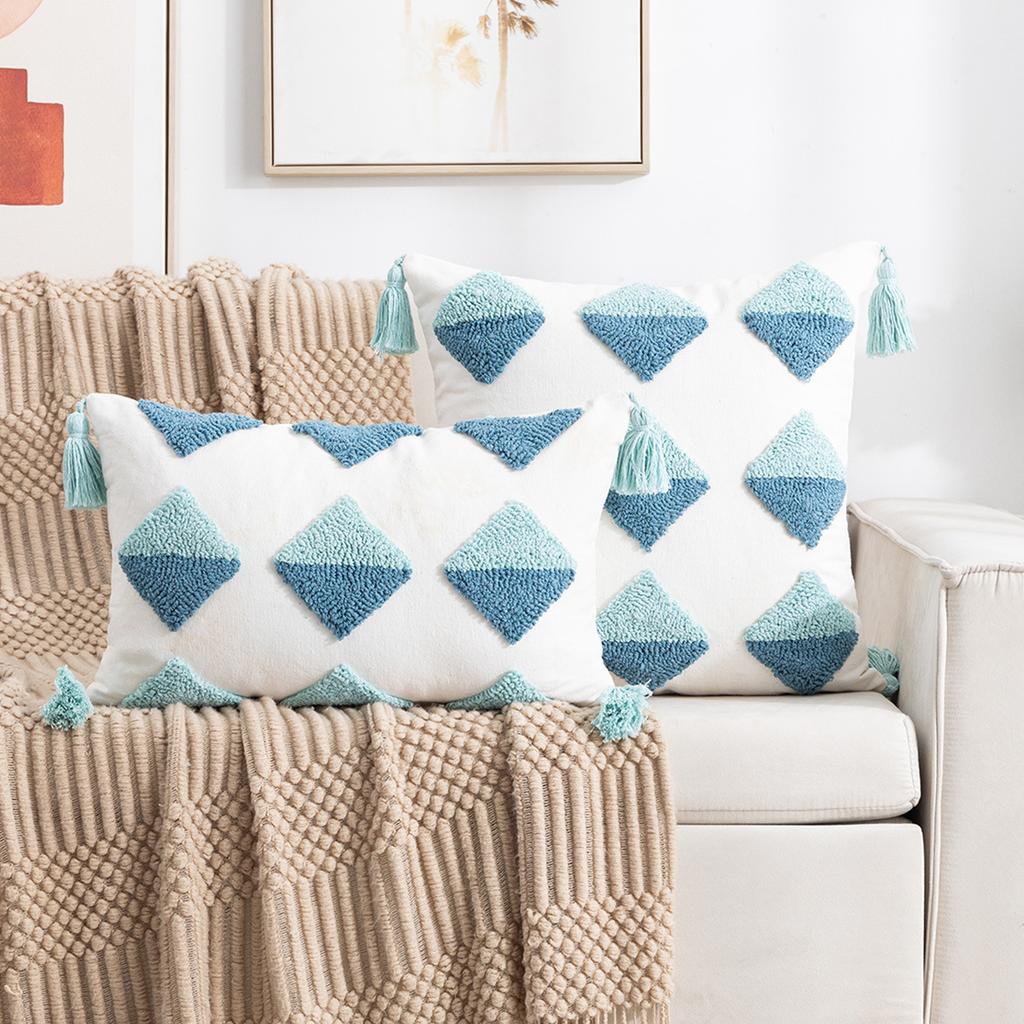 Tufted Tassel Pillow Case Bohemian Home Living Room Sofa Bedroom Tassel Back Cushion Core-Free Premium Durable