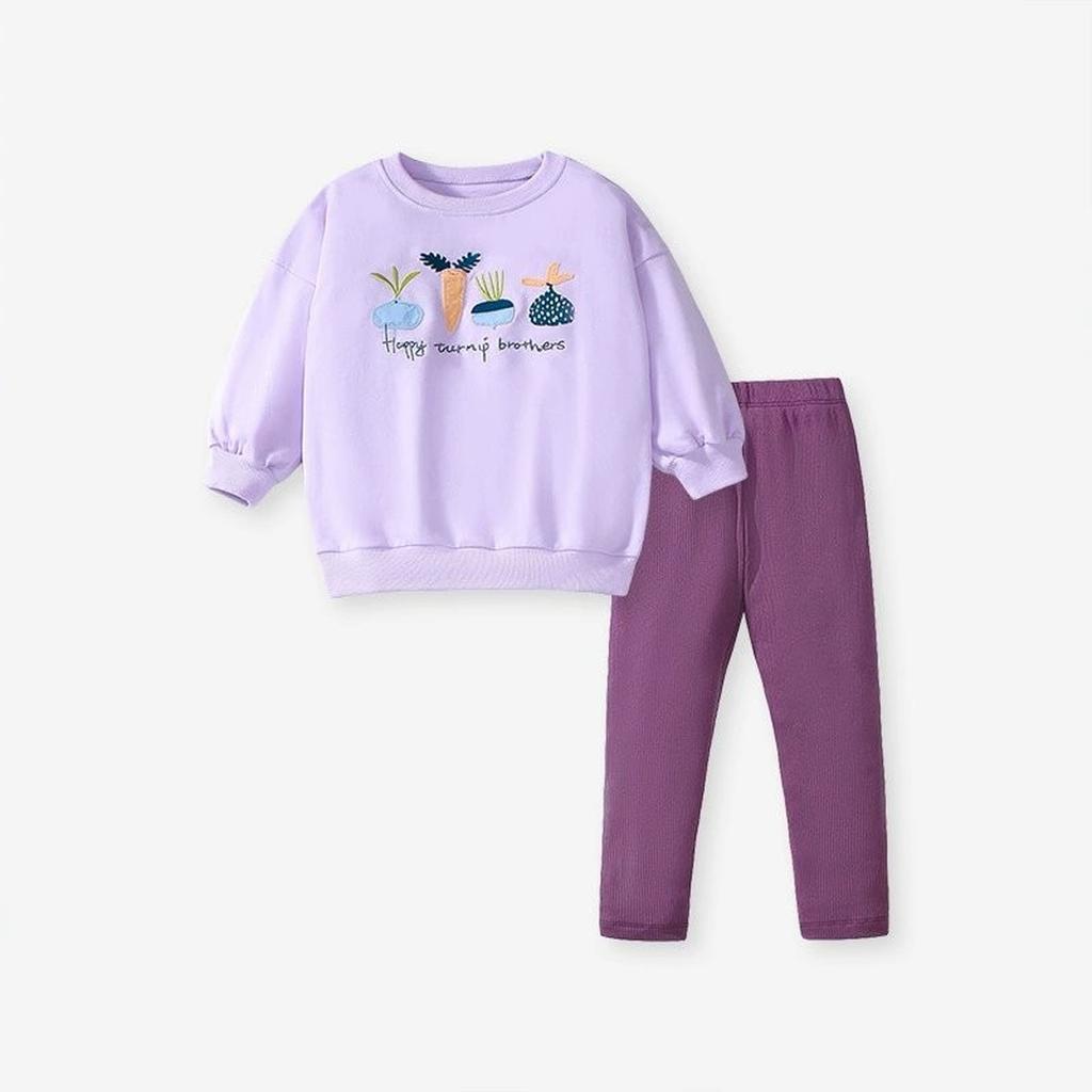 Cute Long Sleeve Cartoon Kids Set - Casual T-Shirt Outfit