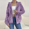 Women's Color Hooded Zip Up Cardigan with Pockets Loose Fit Coat
