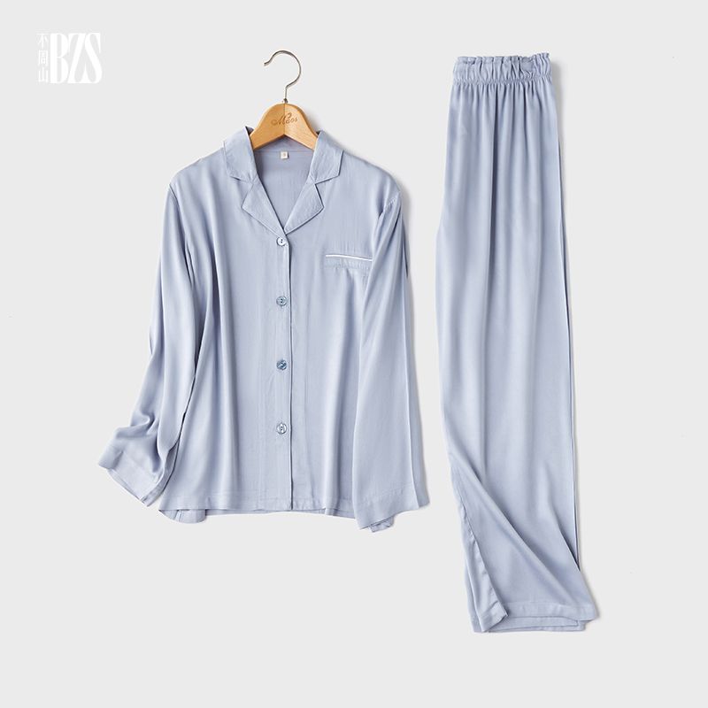 Satin Spring and Autumn Korean Style Tribute Satin Rayon Ice Silk Plus size Long sleeve Set Cotton Silk Men's Homewear Pajamas Couple