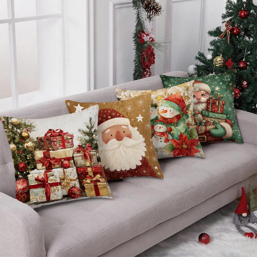 Fronha de Almofada com Papai Noel e Presentes Adequada para Sofá Carro Quarto Capa de Almofada Decorativa Capa de Almofada