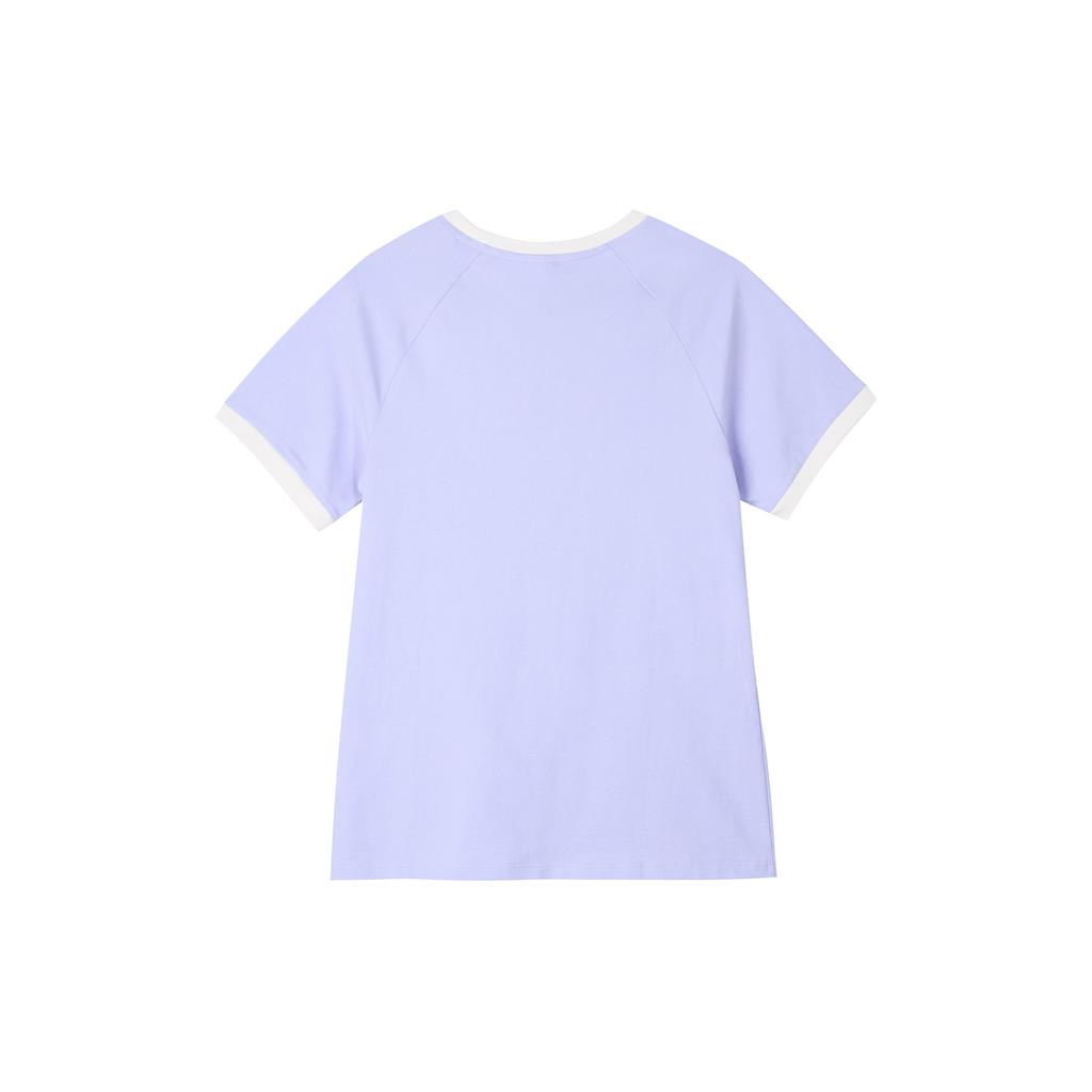 Adidas Originals Colorblock Trefoil Casual Round Neck Short Sleeve T-Shirt Women Tops Light-Purple IT9822