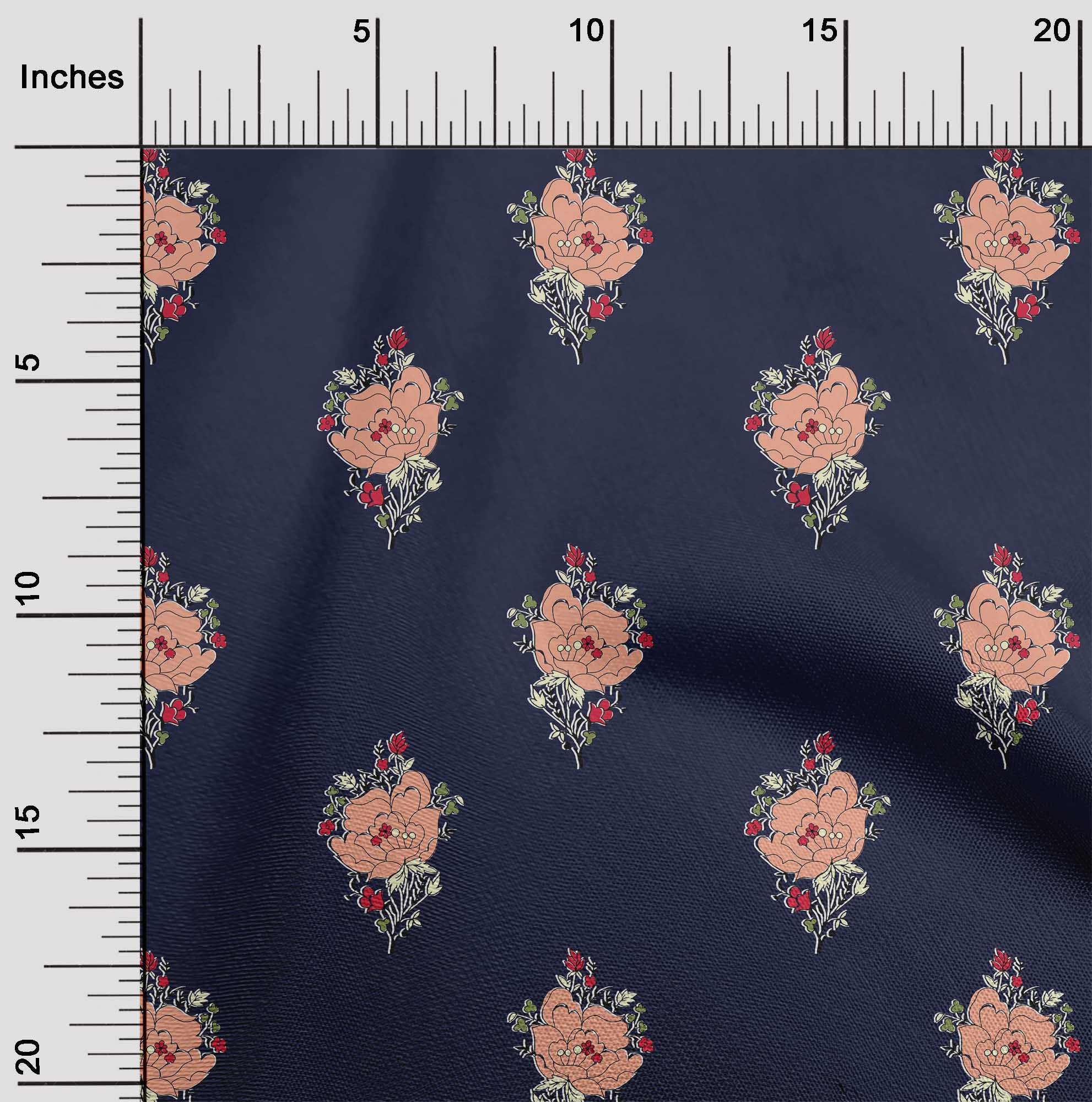 

Швейна тканина oneOone Cotton Flex із листям і квітковим принтом BTY 40 дюймів 42 Inch - Viscose Chiffon синій