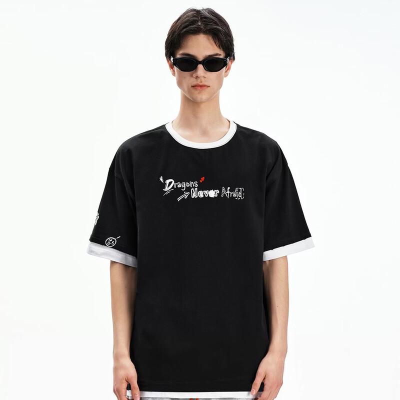 DRAGONS NEVER AFRAID Layered Print Short Sleeve T-Shirt XS