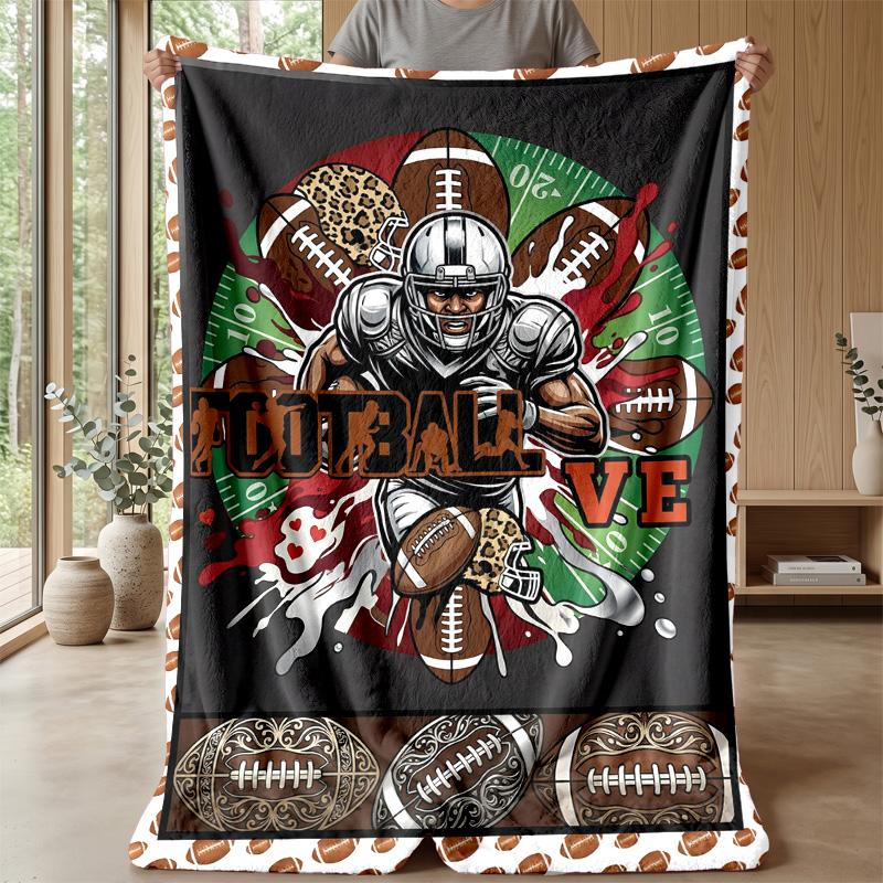 Football Legends in Action Theme blanket Lightweight Warm Flannel Blanket Decorative Throw Blanket for Home Decoration