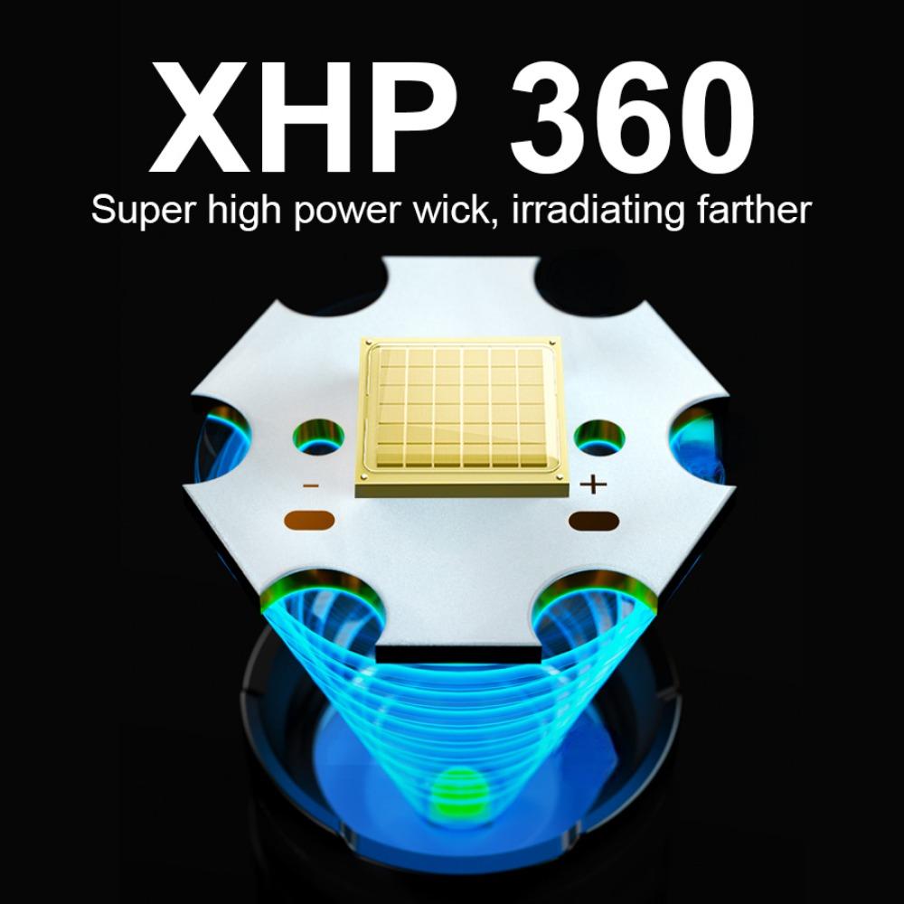 Powerful Usb Xhp360led Reachargeable 2024 Flashlight Ipx45 High Power Led Flashlight Zoomable Lantern Outdoor Led Torch
