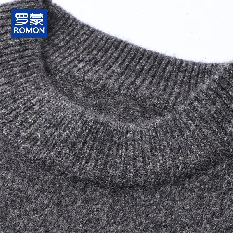 ROMON Men's Heavyweight 100% Wool Jacquard Knit Sweater