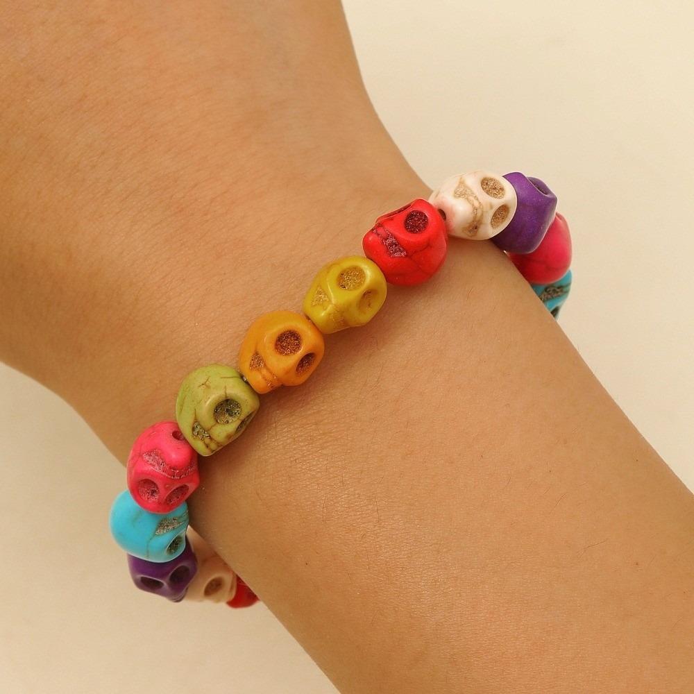 

Gothic Halloween Skull Bead Bracelet Exaggerated Charm Bracelets Party Holiday Jewelry 3