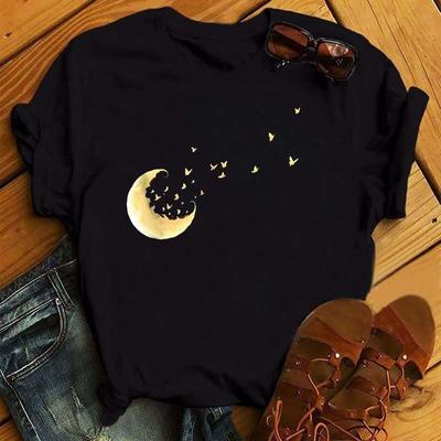 New Moon Butterfly Printed Women Tshirt Funny 90s Ulzzang Short Sleeves T Shirt Fashion Lady Yong Girls Gifts T Shirts