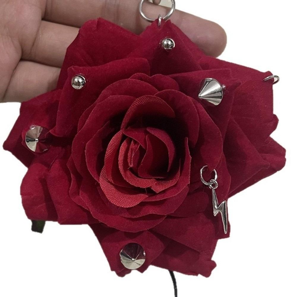 Exquisite Design Handmade Rose Keychain Rose Shape Imitation Flowers Pendant Keychain Decoration