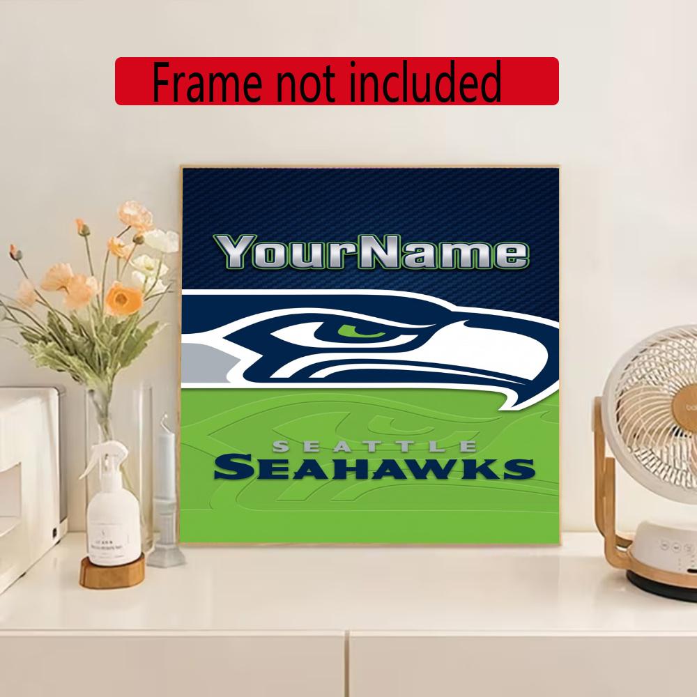 Seattle Seahawks Customize Your Name Diamond Painting Round Diamond Rhinestones Mosaic Diamond Embroidery Wall Paintings Rhinestones Gift Frameless