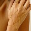 Fashion Metal Mesh Hand Chain Bracelet for Women Minimalist Gold Color Connected Wrist Chain Bracelet Beach Jewelry Gifts