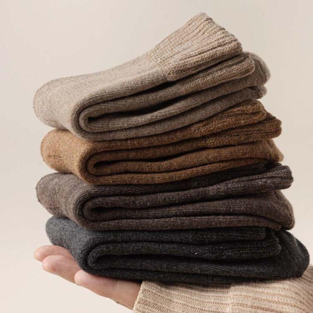 5Pairs Simple Thermal Mid Length Socks Stripe Winter Socks Men Thicken Warm Socks  Autumn Winter