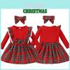 Toddler Xmas Plaid Printed Long Sleeve Christmas Dress