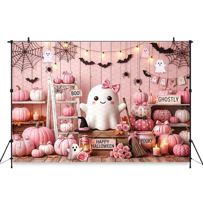 Mocsicka Pink Pumpkin Party Backgrounds For Photographs Halloween Baby Shower Backdrops Decorations Photo Studio Shooting Props