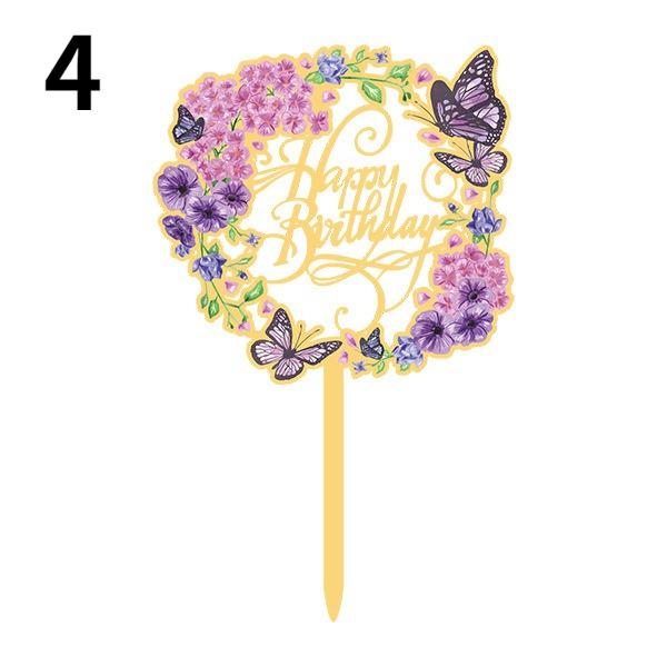 Top Birthday Wedding Cake Dessert Decoration Gold and Silver Party Cake Inserts Acrylic Flower Cake Decoration Cake Topper