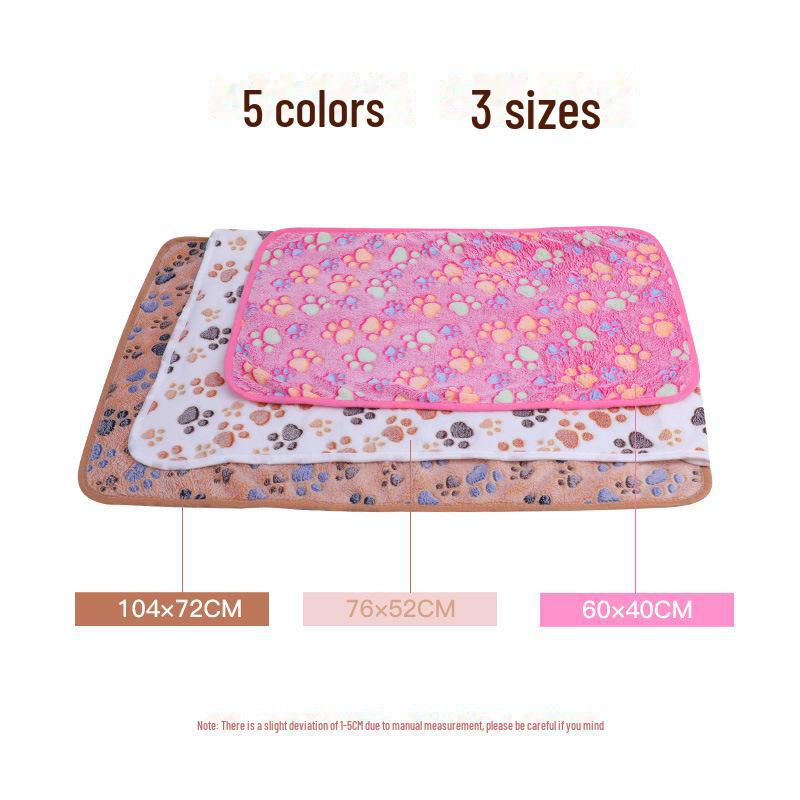 Warm Coral Fleece Paw Print Blanket for Cats and Dogs