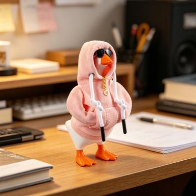 1 Ensemble Hoodie Oie de Bureau Style Urbain Tenue Oie Hoodie Peluche avec Lunettes de Soleil et Collier pour Statue d'Oie de 7 Pouces Décor de Bureau Table